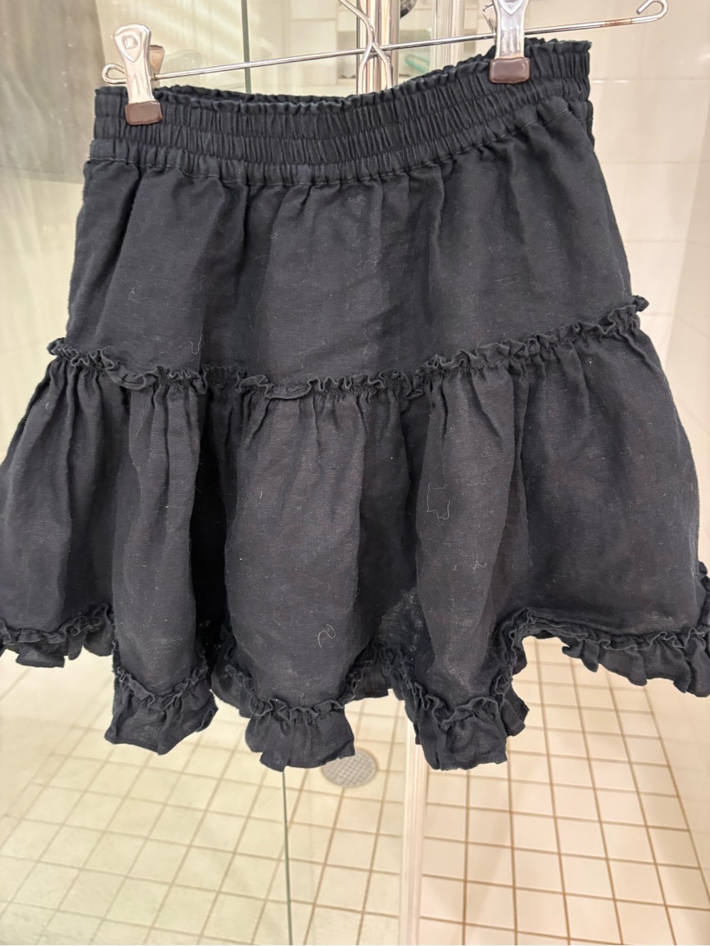 Hill House Black Ruffle Tiered Mini Skirt